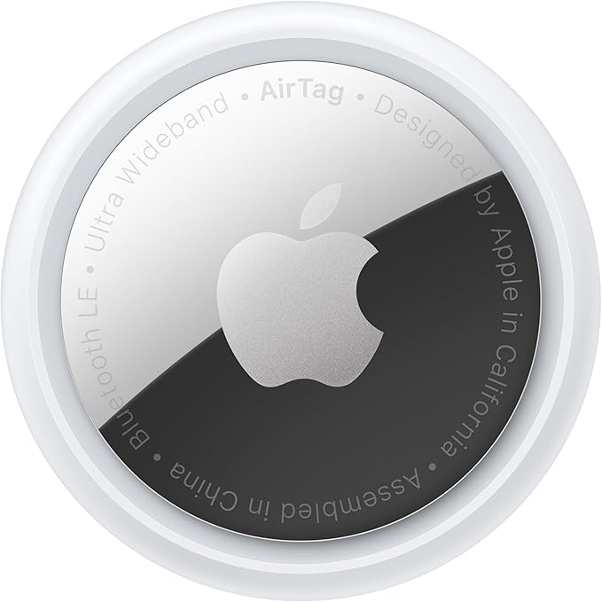 Apple AirTag in a protective pet collar holder.