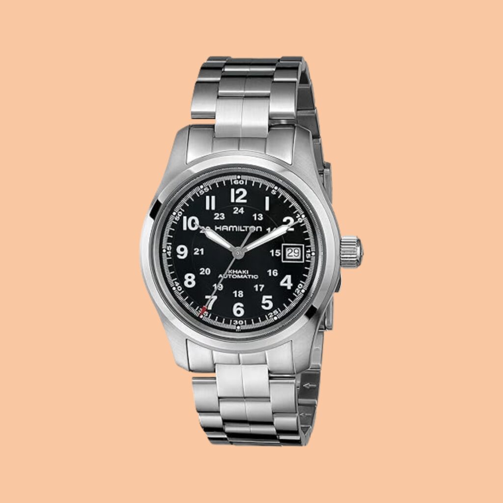 Hamilton Khaki Field Automatic Chronograph with black silicone strap and stainless steel case