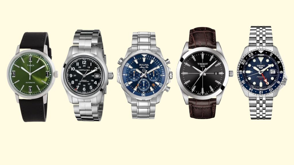 Modern men's wristwatch on a suited wrist, 2025 style