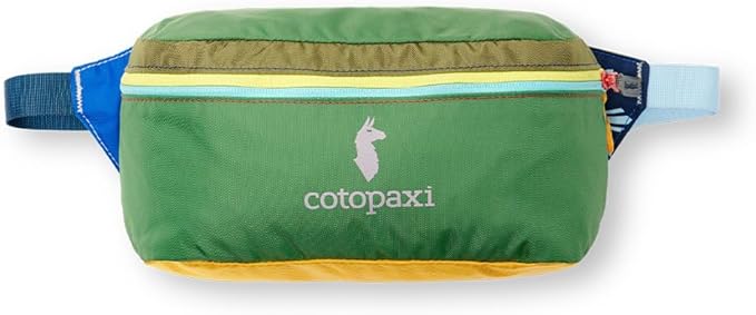 Cotopaxi Bataan 3L Fanny Pack in vibrant, multicolored recycled nylon with adjustable strap.