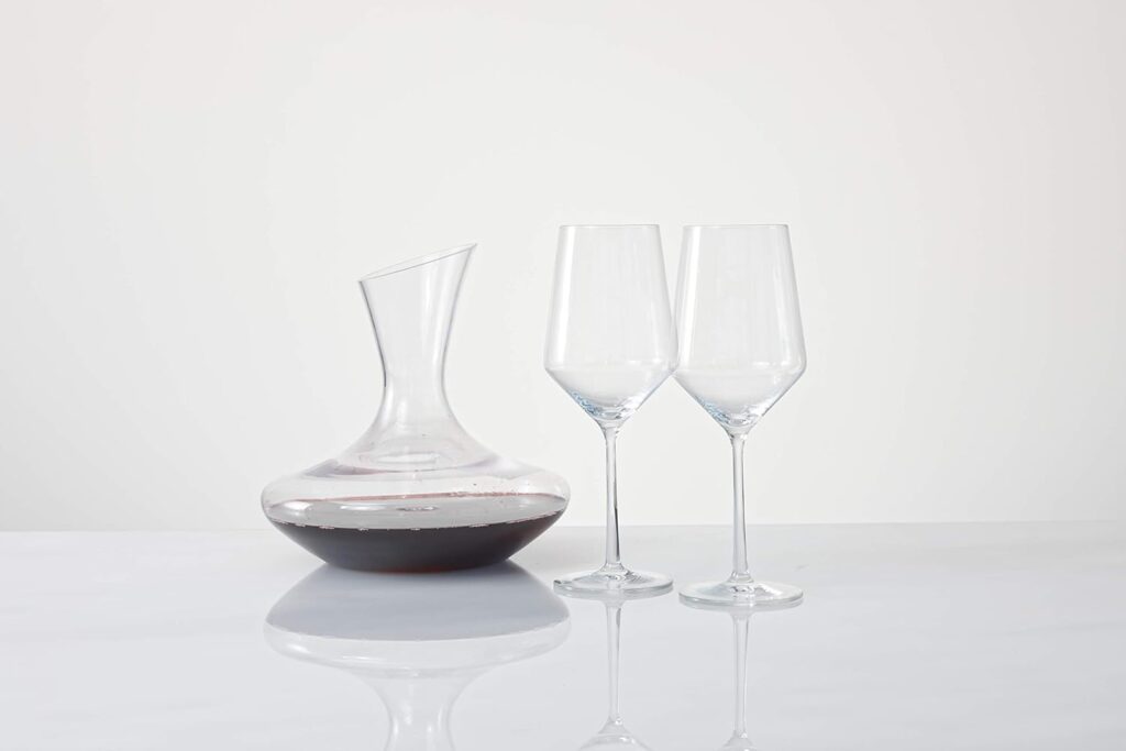 Zwiesel Pollux Tritan crystal red wine decanter with wide base and ergonomic grip.